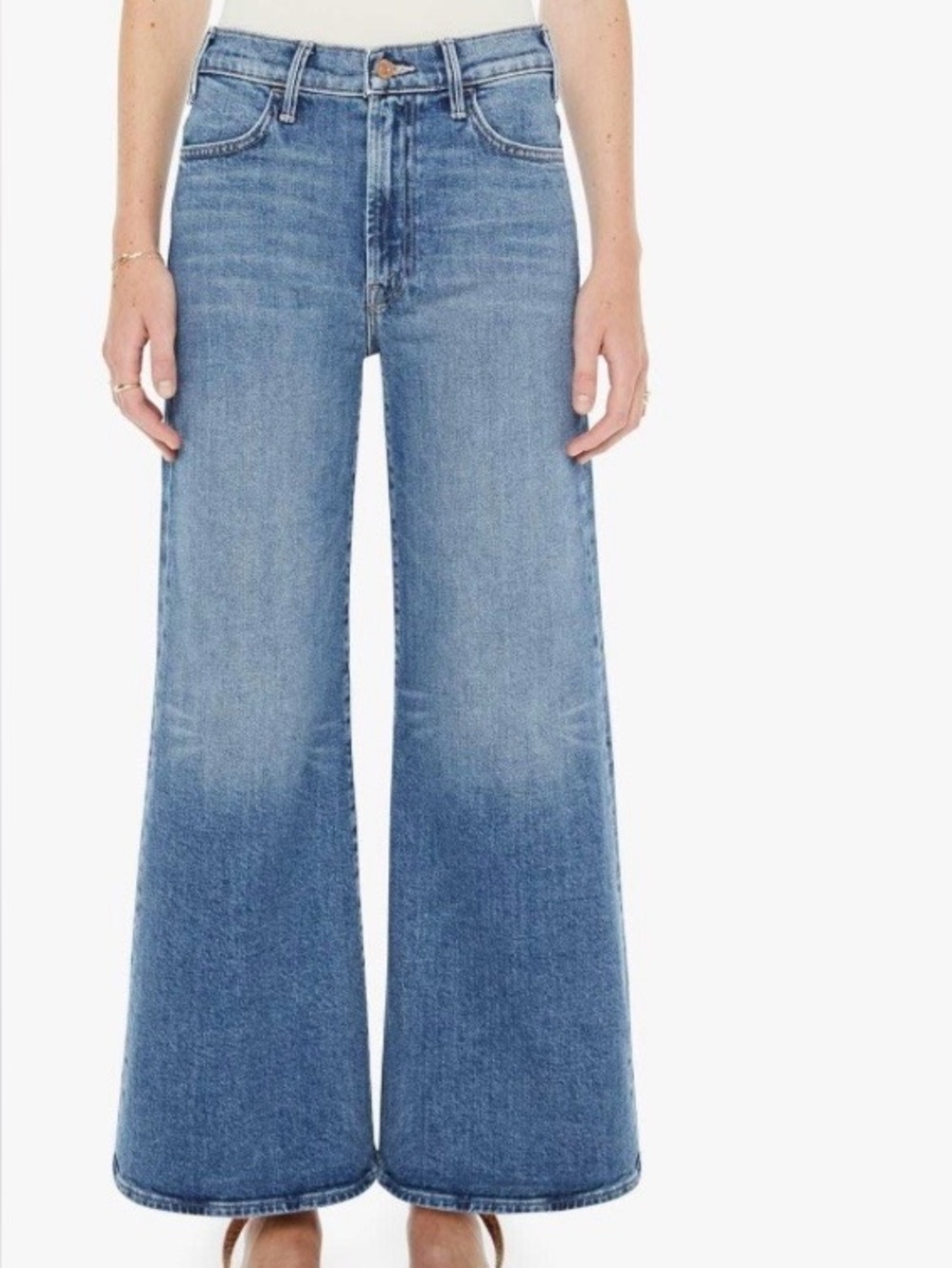 Mother The Hustler Roller Ankle Slip And Fall Wide Leg Jeans 25 Petite